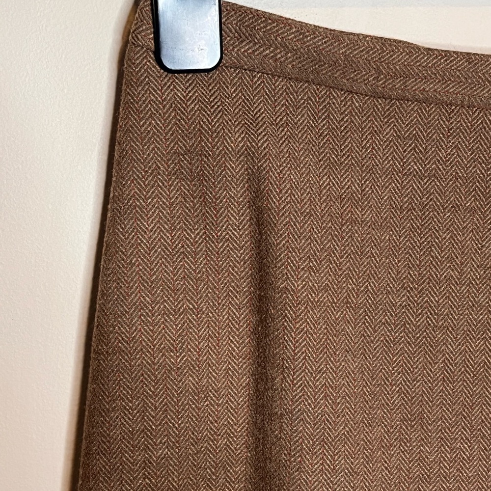 KORS Michael Kors Vintage Wool Blend Herringbone Brown Column Midi Skirt Size 8 - Picture 4 of 6